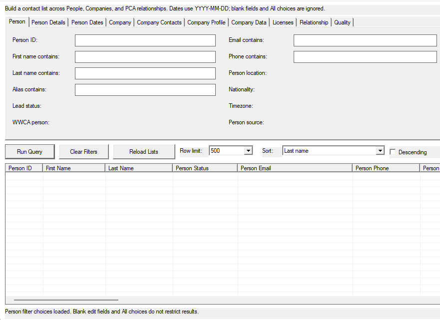 WWCA CRM Query